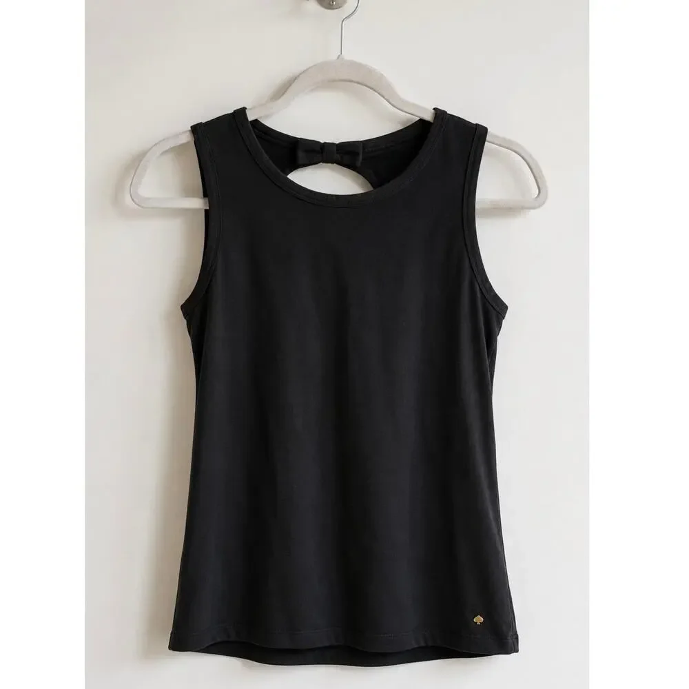 Kate Spade New York Black Bow Back Keyhole Tank Top – XS – Soft Stretch Cotton